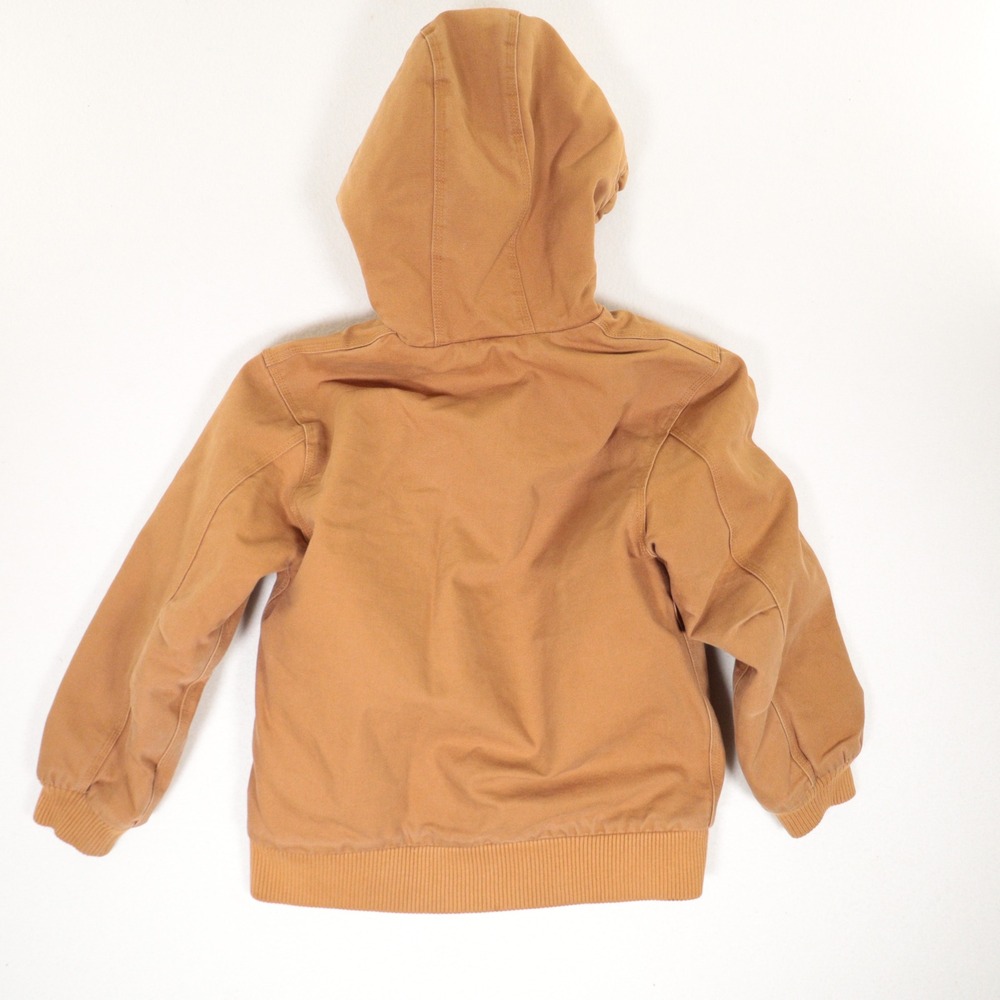 Carhartt Kids Jacket Insulated Hooded Canvas Workwear Brown Cotton Kids M 10-12 - Picture 2 of 9